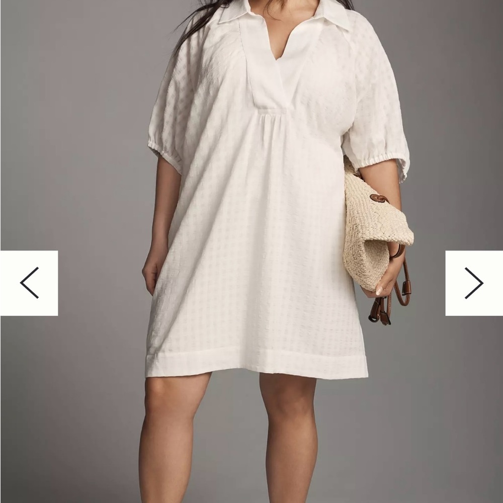 Anthropologie Ivory Textured Dress Coverup